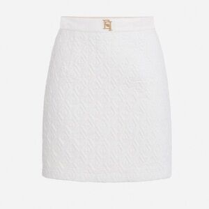 White diamond-embroidered velvet miniskirt